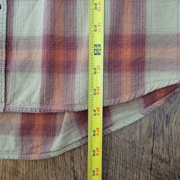 Columbia Button Up Plaid Shirt Mens L Midweight Tan Workwear Office Western Work - Picture 6 of 7